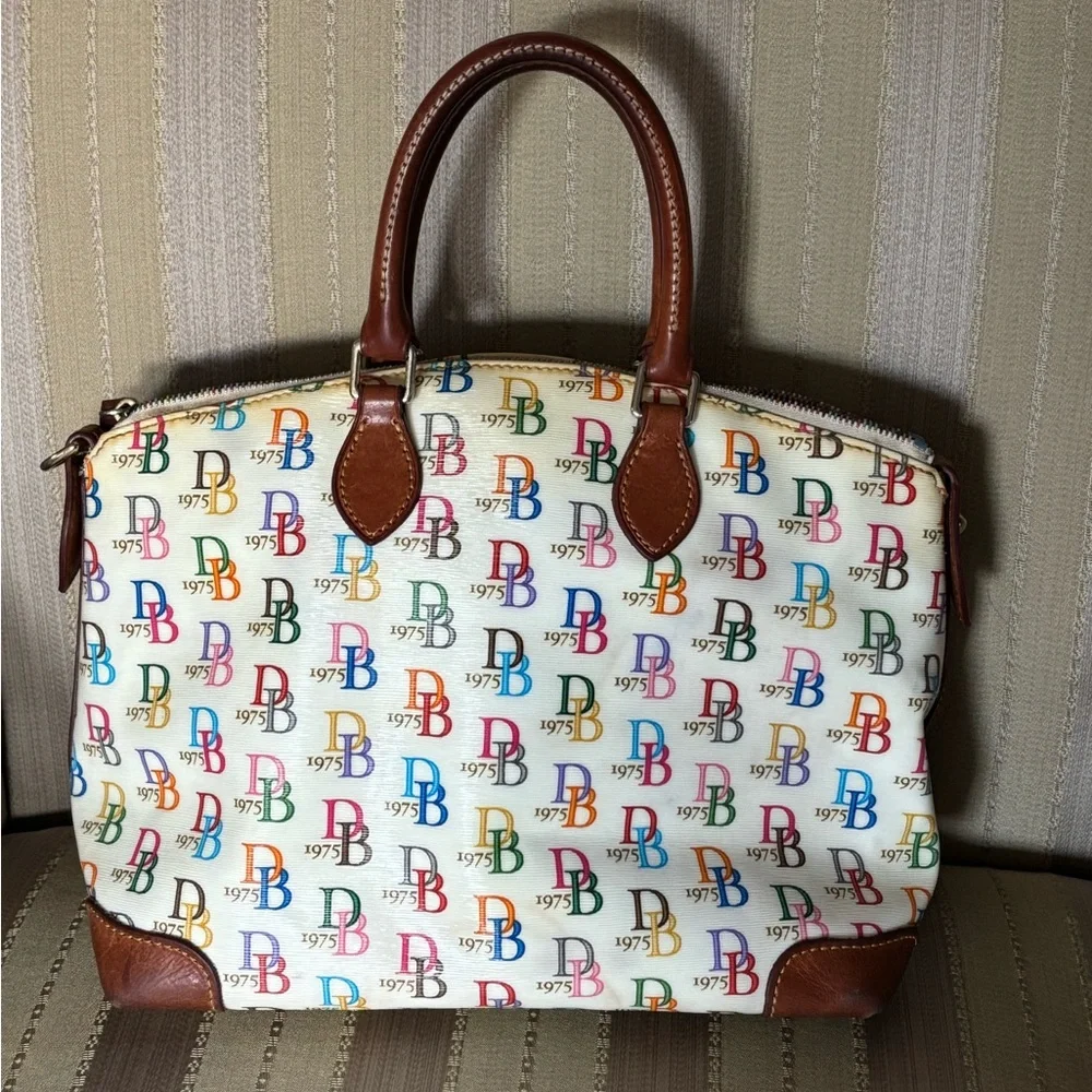 Dooney & Bourke Multicolor Logo Satchel - Picture 2 of 14